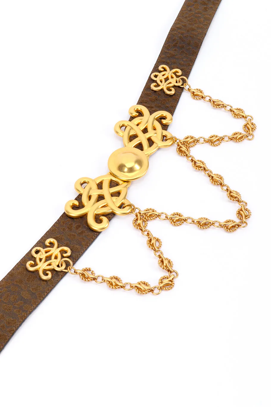 Scroll Buckle Chain Drape Belt