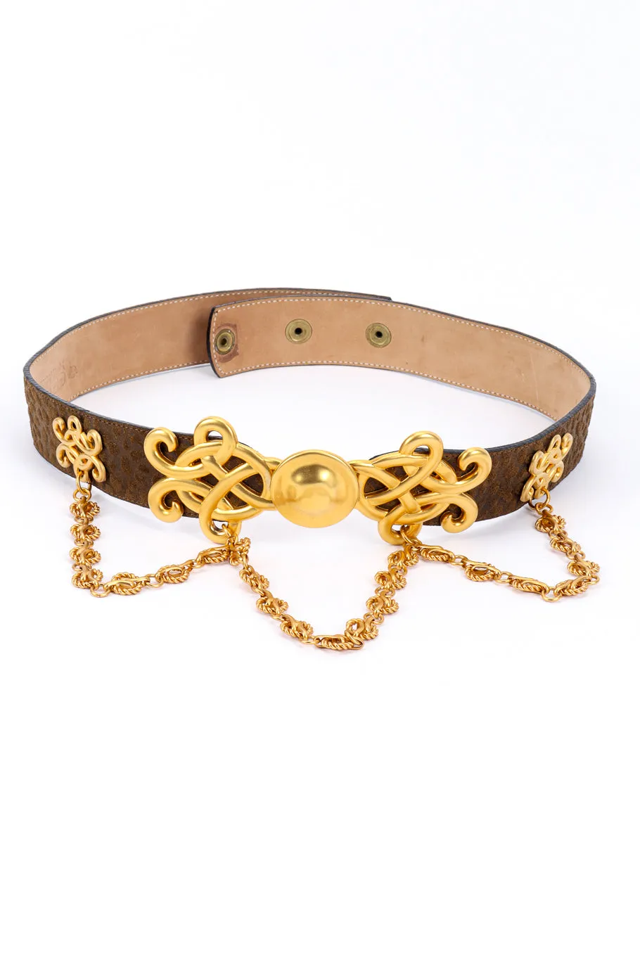 Scroll Buckle Chain Drape Belt
