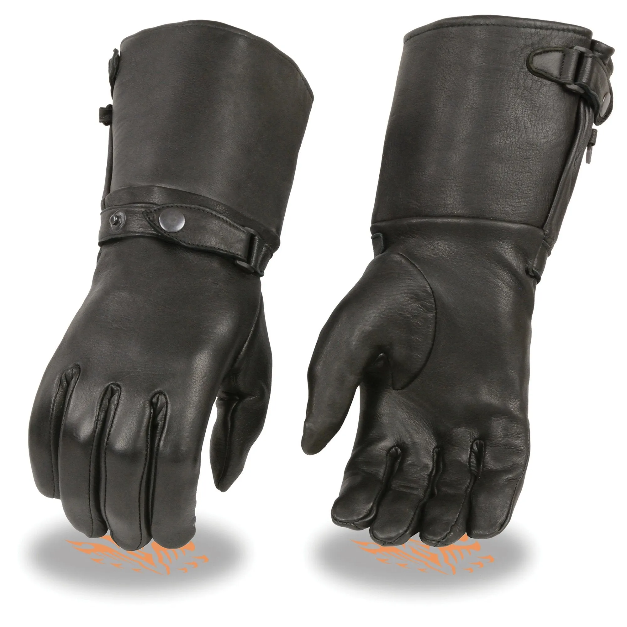 SH859 Women's Black Deerskin Leather Thermal Lined Gauntlet Gloves
