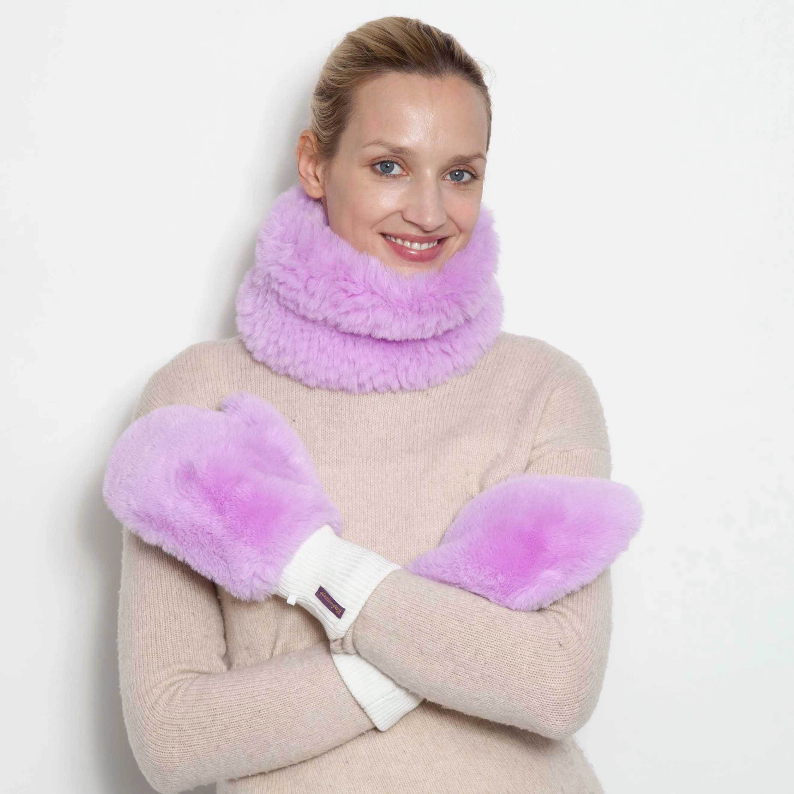 Signature Knitted Faux Fur Funnel