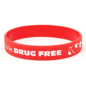 Silicone 1/2" Wristbands Happy To Be Drug Free (100/Pack)