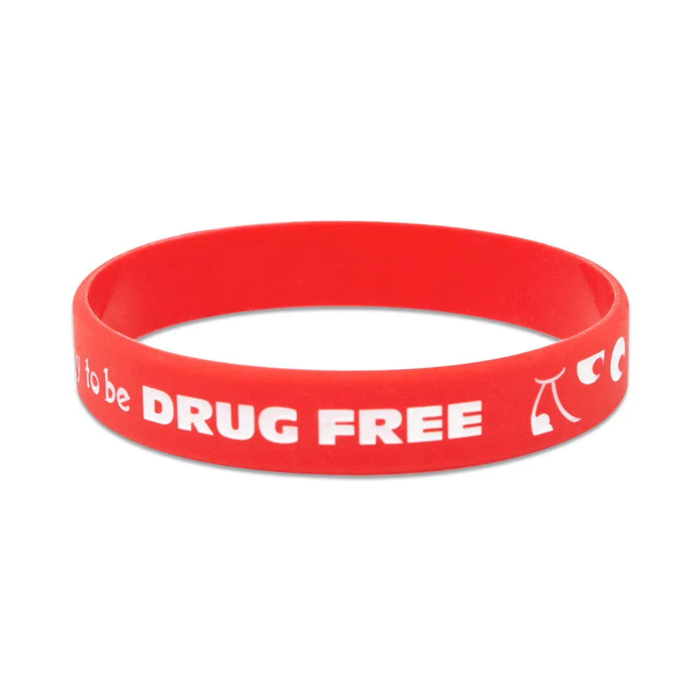 Silicone 1/2" Wristbands Happy To Be Drug Free (100/Pack)