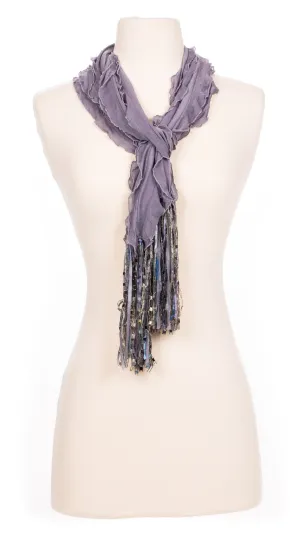 Solid Grey Waves Fabric Scarf