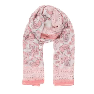 Spanish Design Printed Viscose Scarf (Pink Paisley)