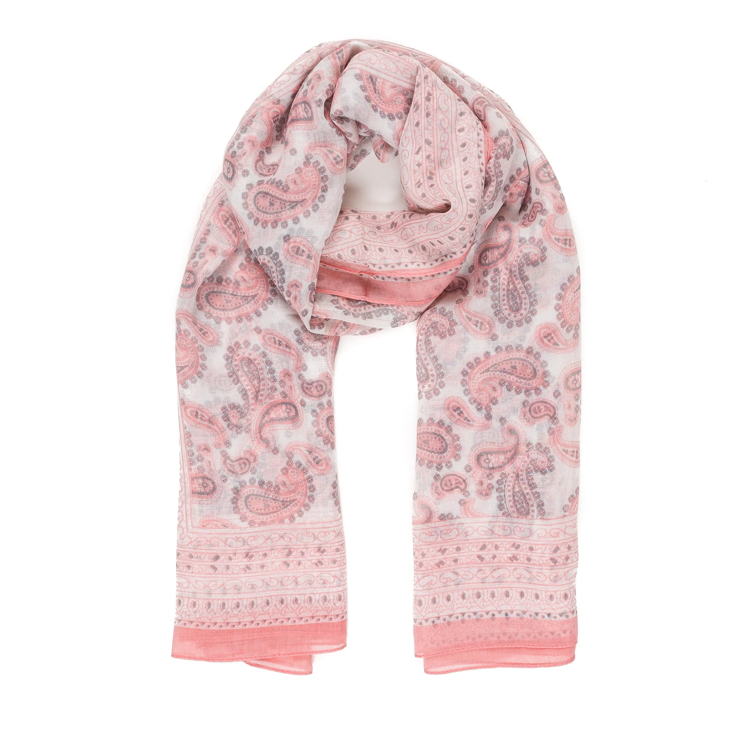 Spanish Design Printed Viscose Scarf (Pink Paisley)