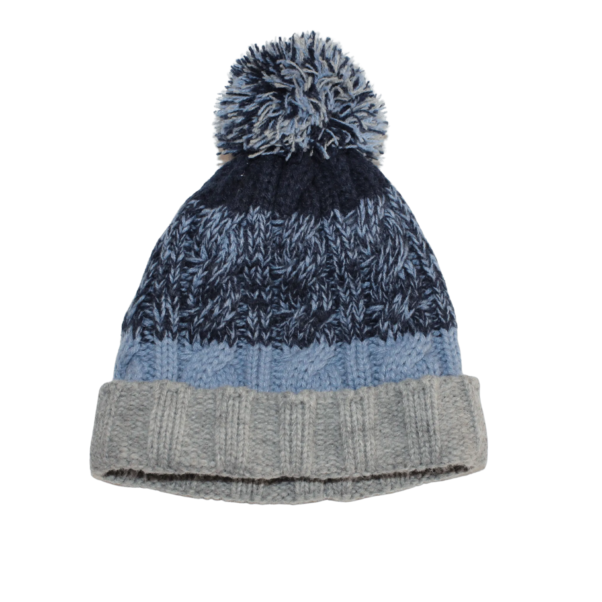 Stripe Knitted Fleece Lined Pompom Hat