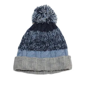 Stripe Knitted Fleece Lined Pompom Hat