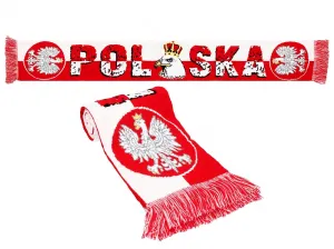 Thick Double-sided Knitted Polska Poland Soccer Scarf, Polska Crowned Eagle
