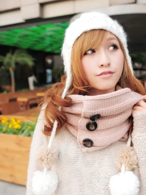 three button cowl neck scarf