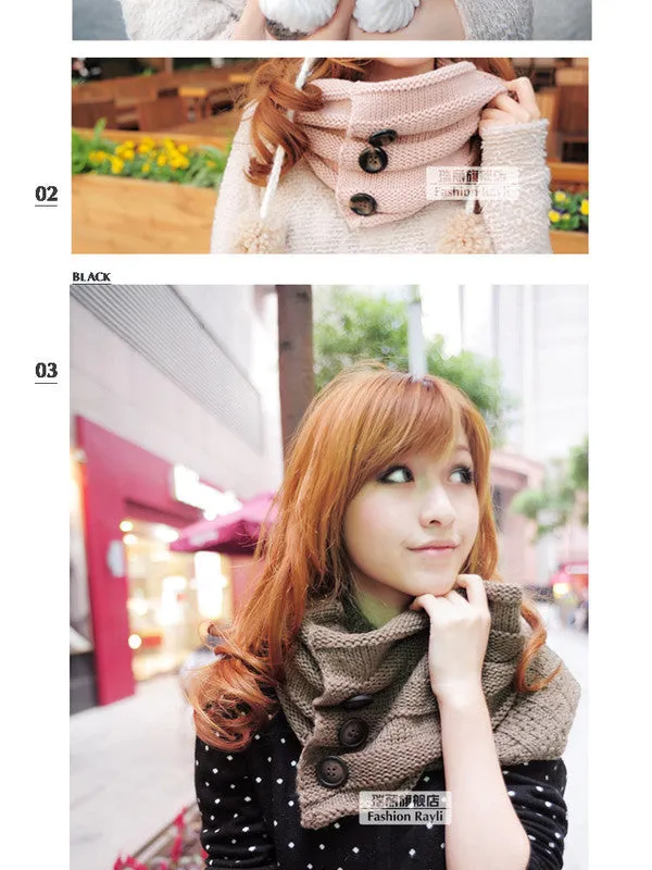 three button cowl neck scarf