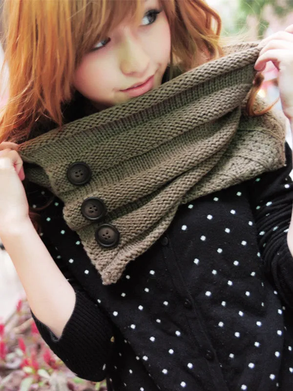 three button cowl neck scarf