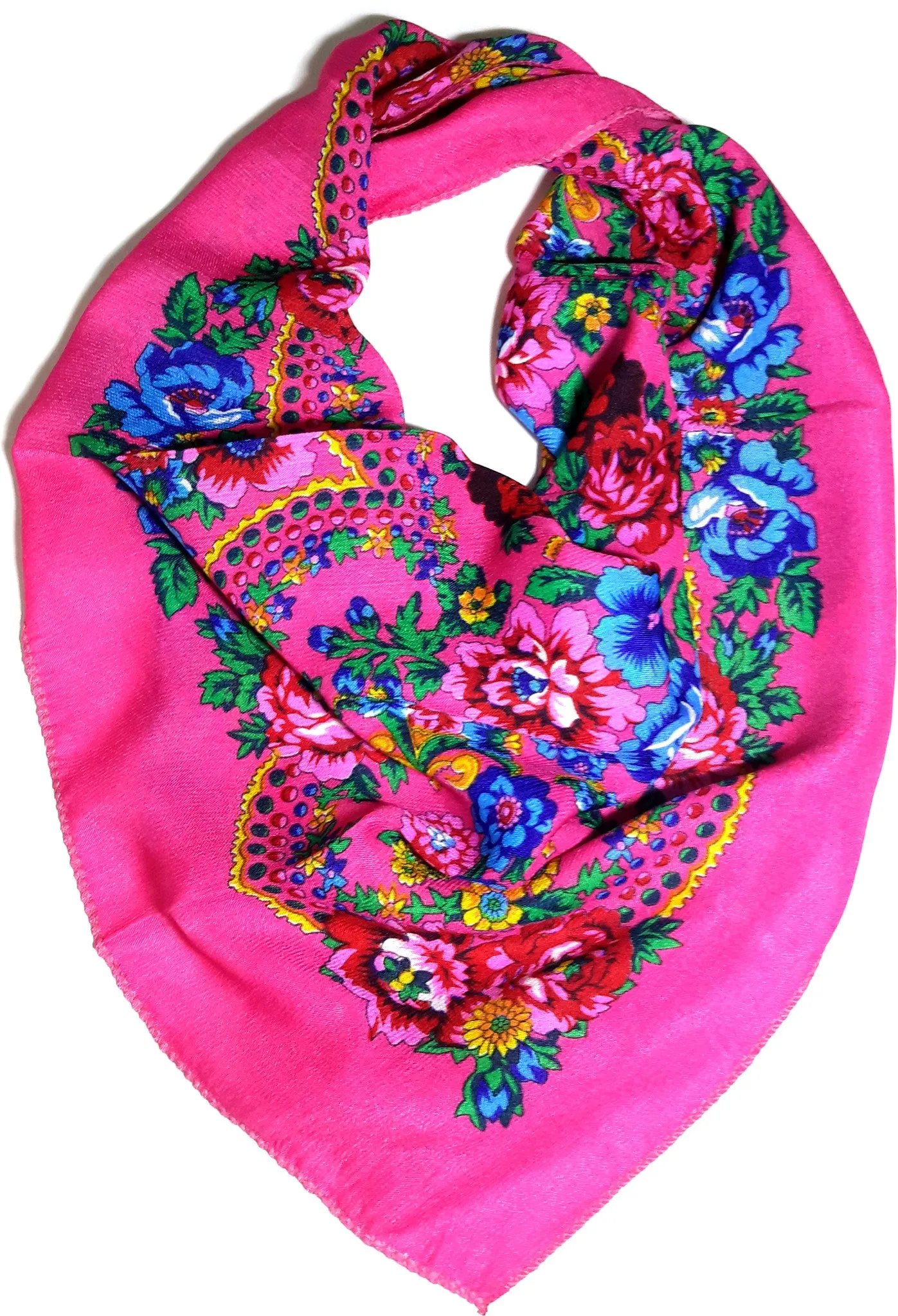 Traditional Polish Folk Head Scarf - Pink