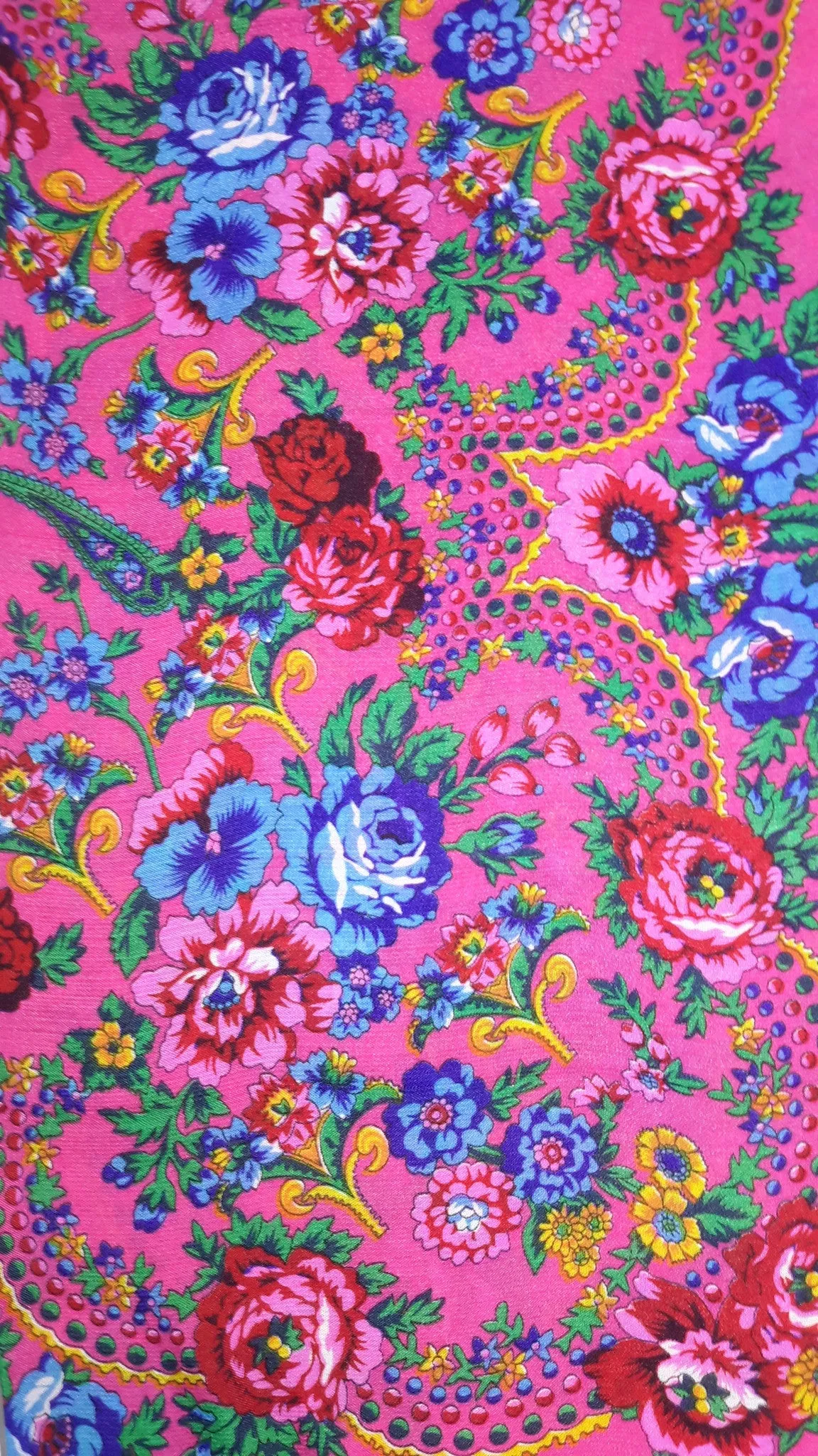 Traditional Polish Folk Head Scarf - Pink