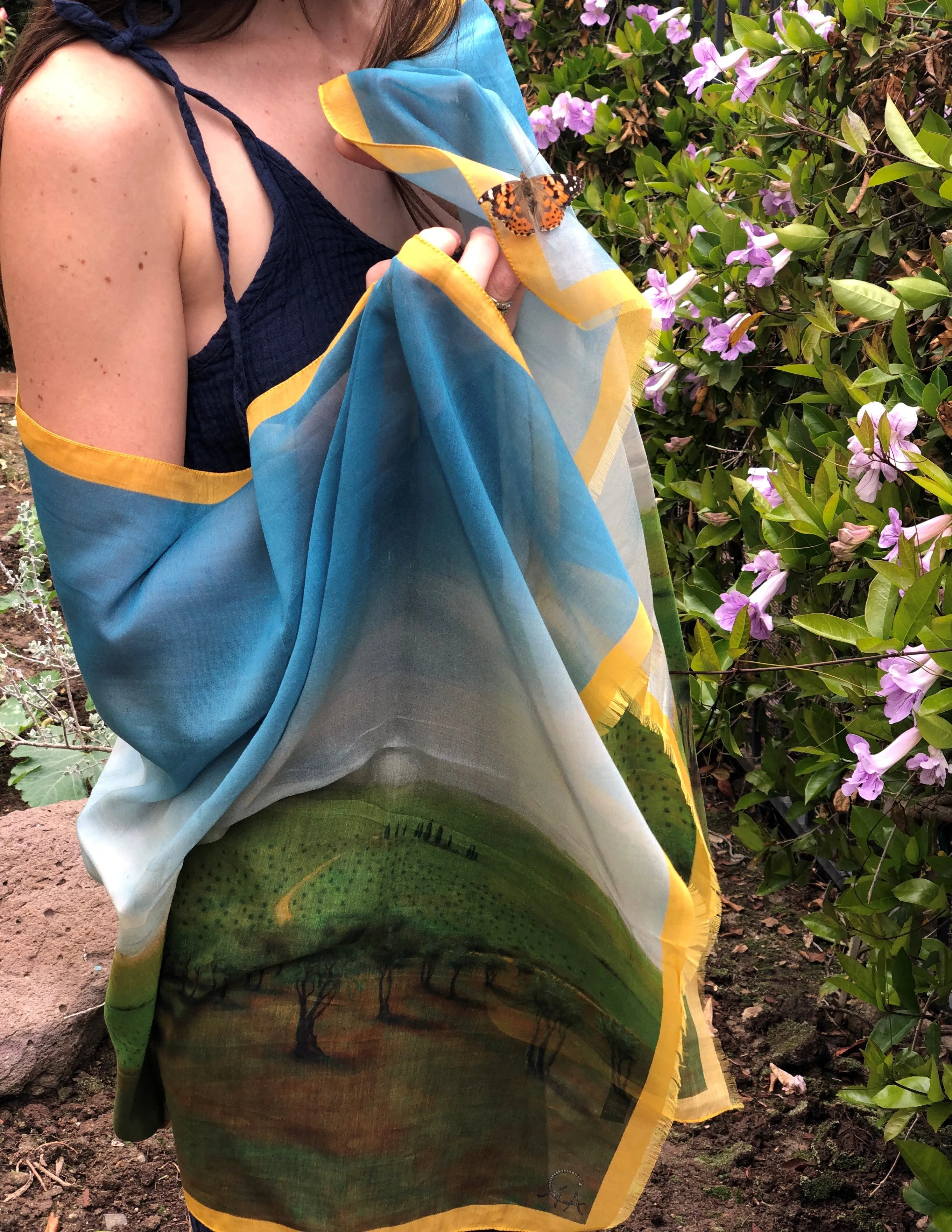 Tuscana Olive Grove Italian Silk Cotton  70 x 180 cm