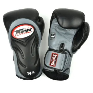 TWINS DELUXE SPARRING GLOVES-BLACK/GREY