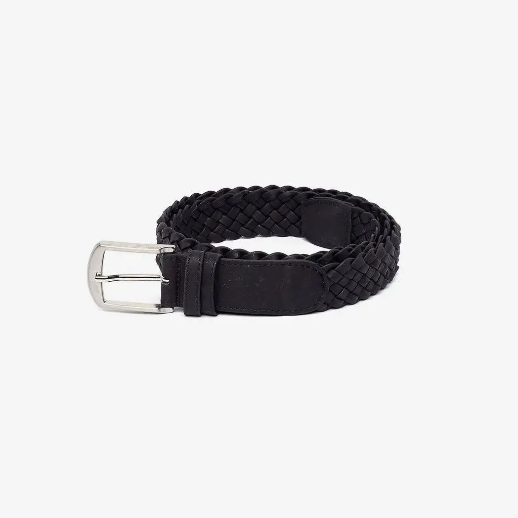 Unisex Vegan Black Cork Braided Belt by Artelusa