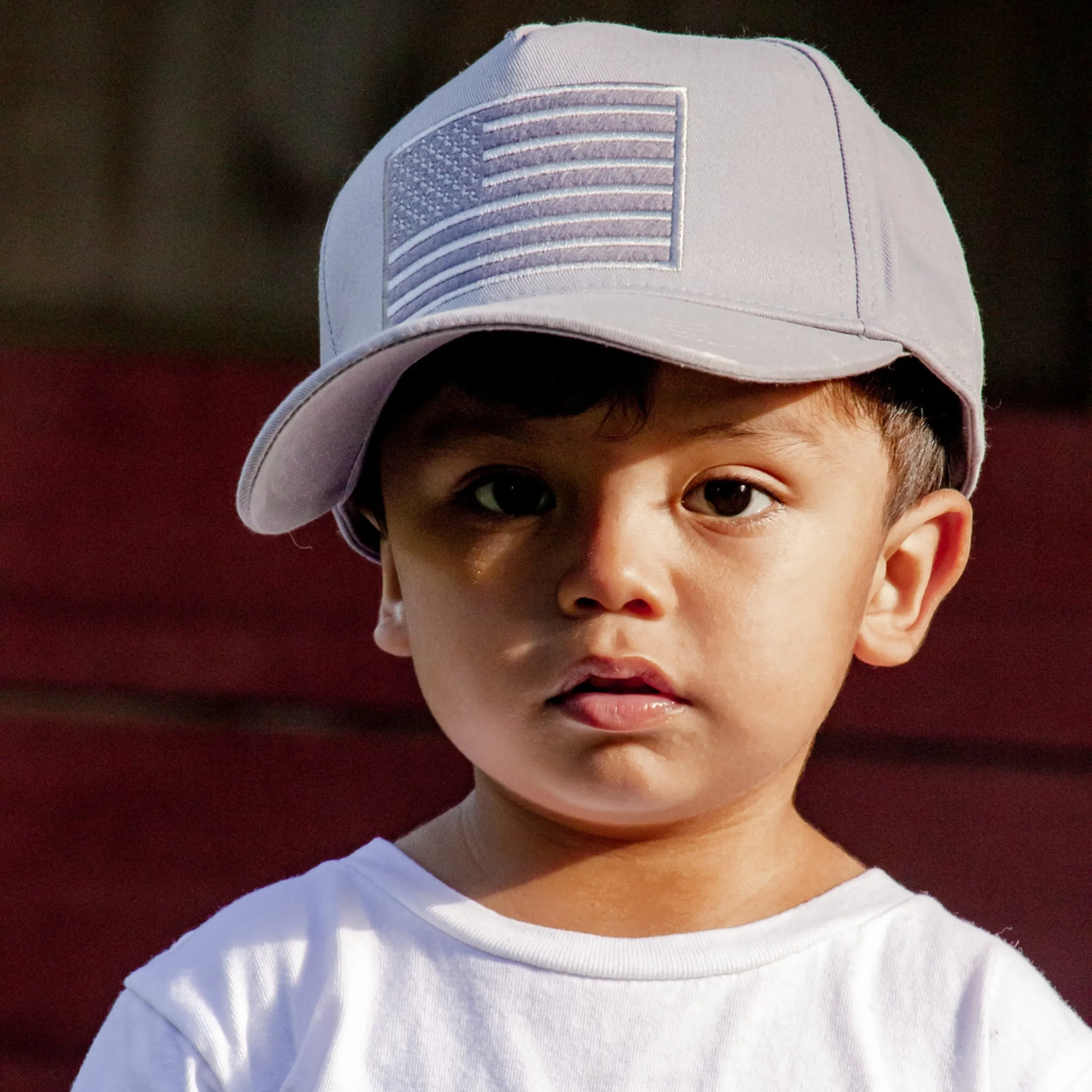 USA All Grey Flag Kids Trucker Hat Snapback Flat Bill