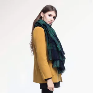 [VIANOSI] Brand Women Winter Plaid Square Knitted Scarf