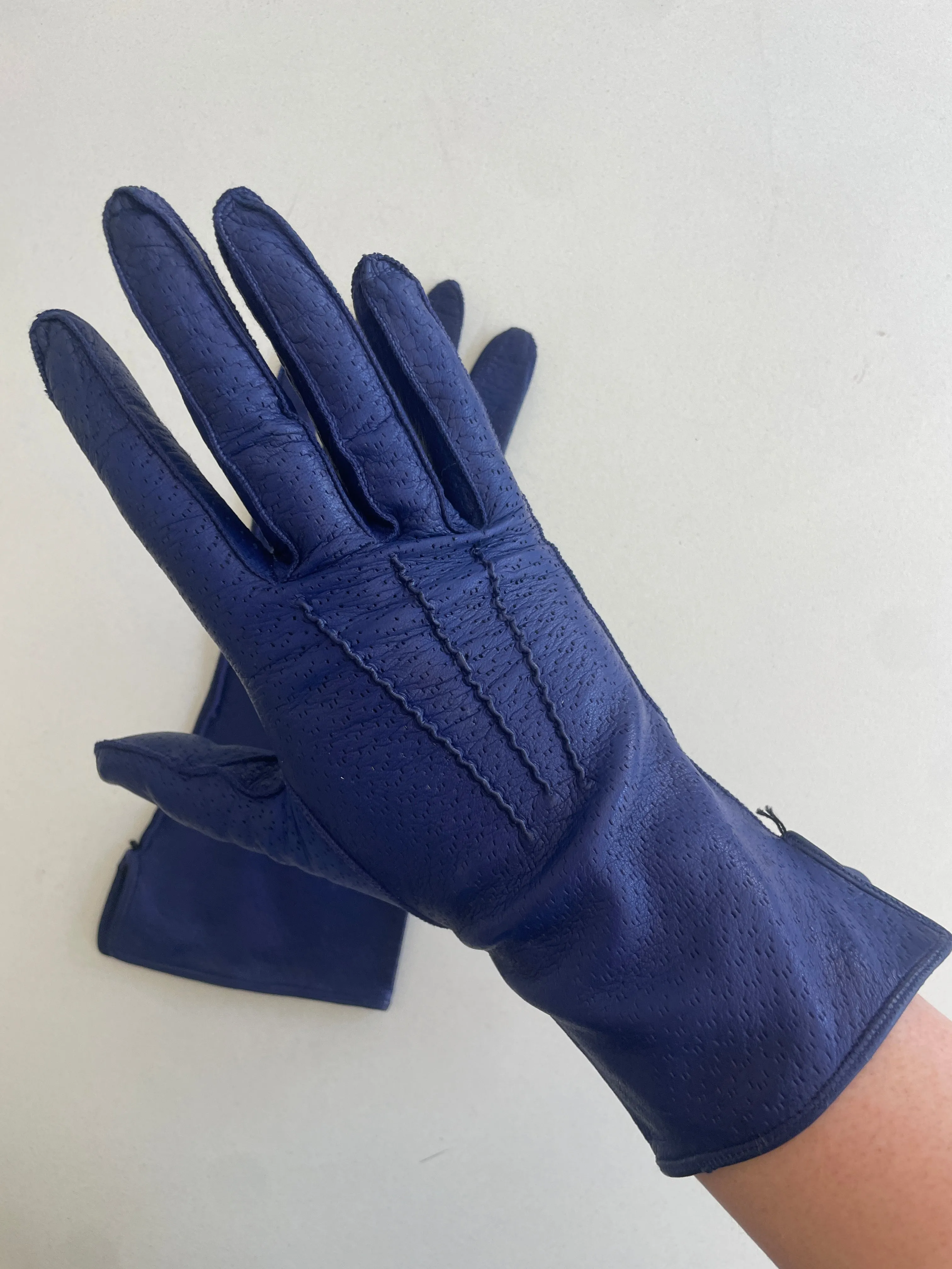 Vintage Royal Blue Kid Leather Gloves