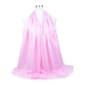 Vintage Solid Color Fringed Long Scarf - White   Pink