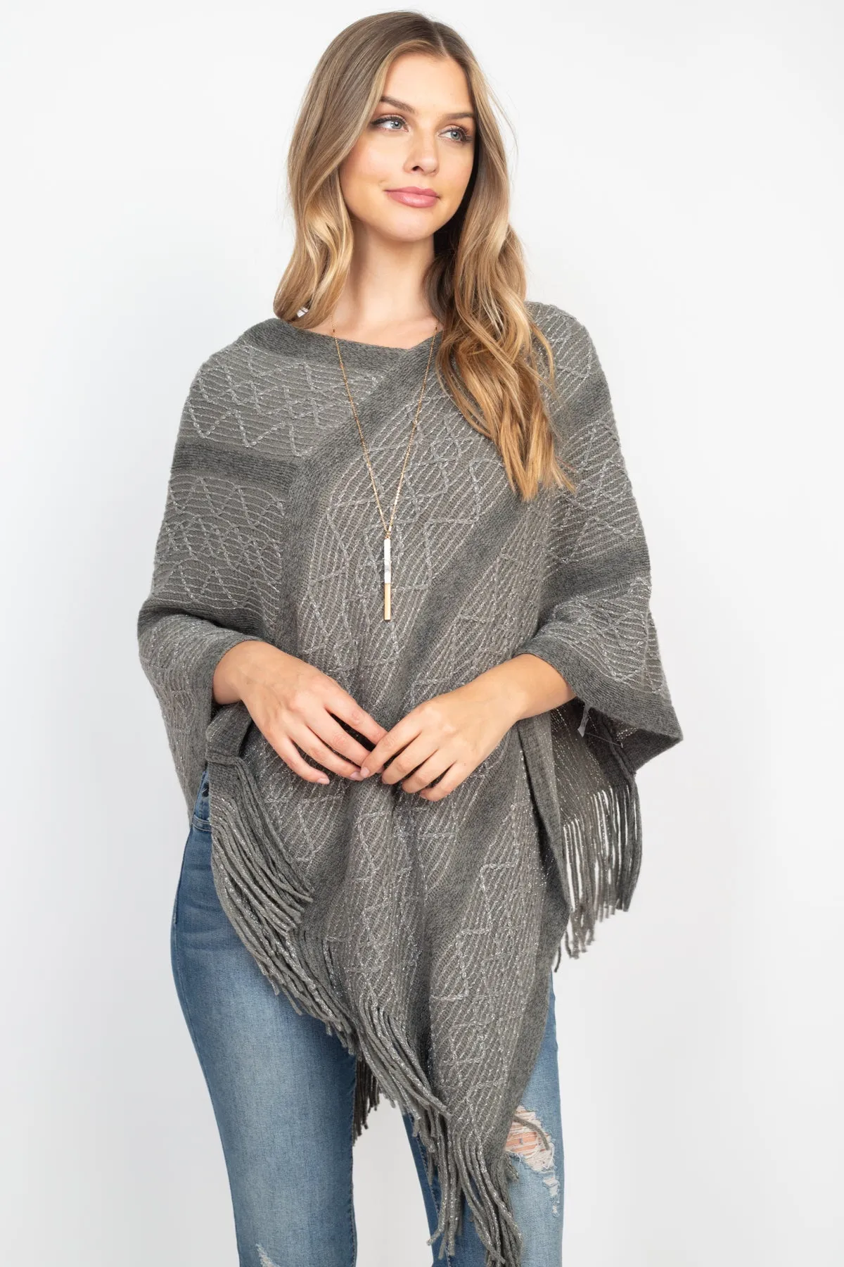 WAVE PATTERN STRIPE PONCHO