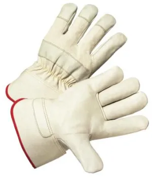 West Chester Leather Palm Gloves, Small, Grain Cowhide, Canvas, White, 5000/S