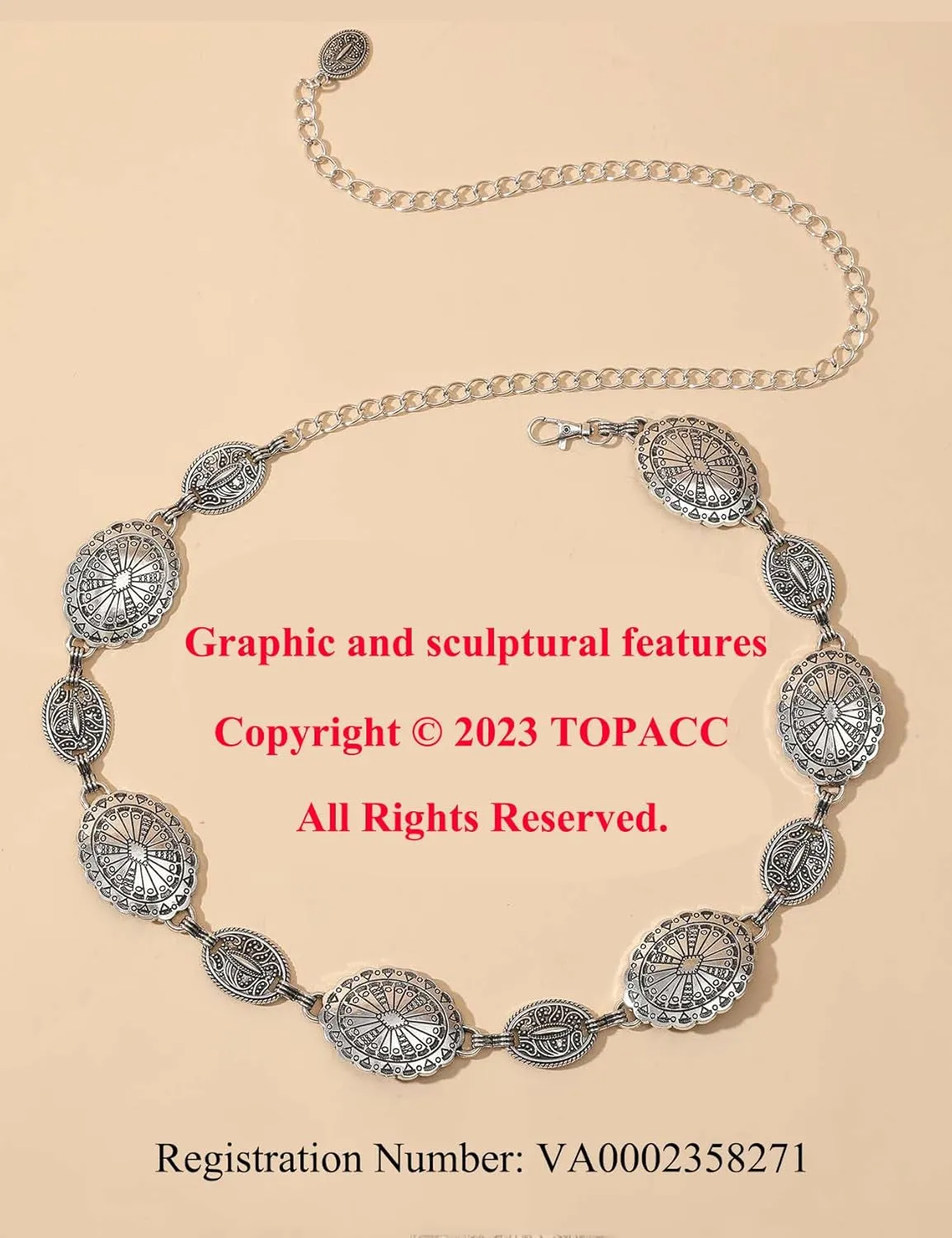 Western Metal Concho Belt for Women Dresses Chain Belts