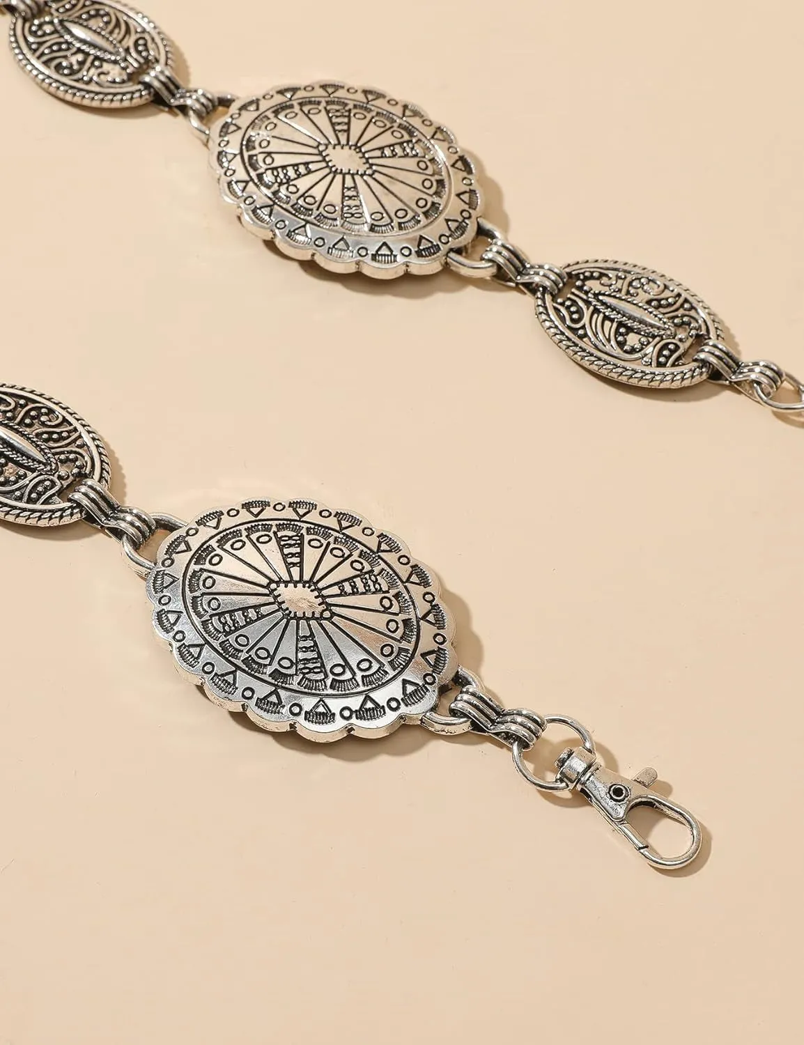 Western Metal Concho Belt for Women Dresses Chain Belts