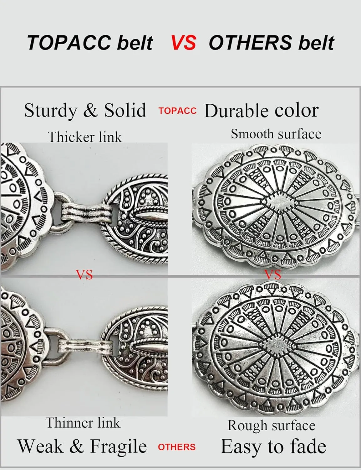 Western Metal Concho Belt for Women Dresses Chain Belts