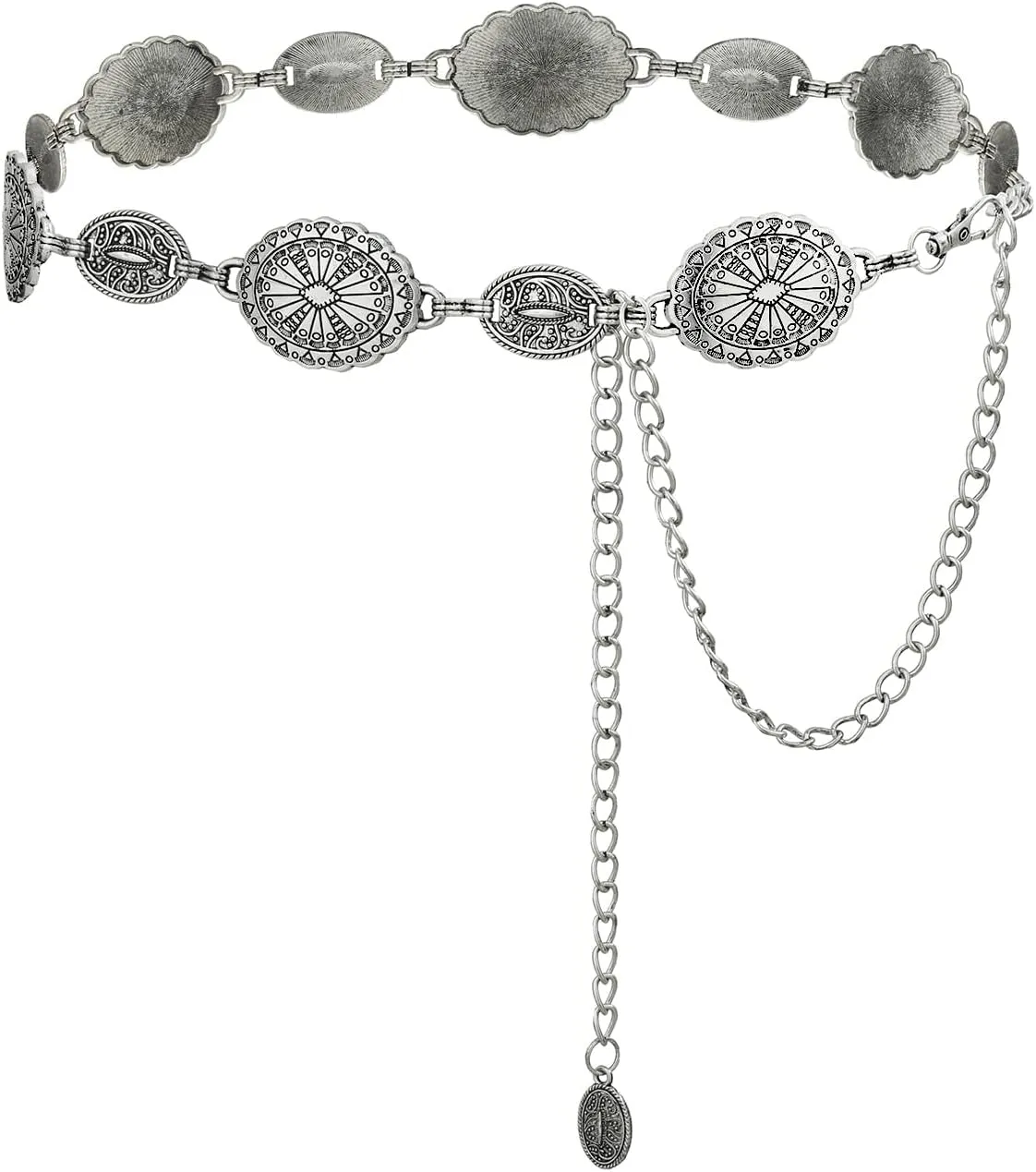 Western Metal Concho Belt for Women Dresses Chain Belts