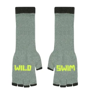 Wild Swim Fingerless Gloves in Mojito with Neon Yellow & Seaweed