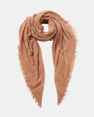 WINDOWPANE CASHMERE SCARF IN EGRET