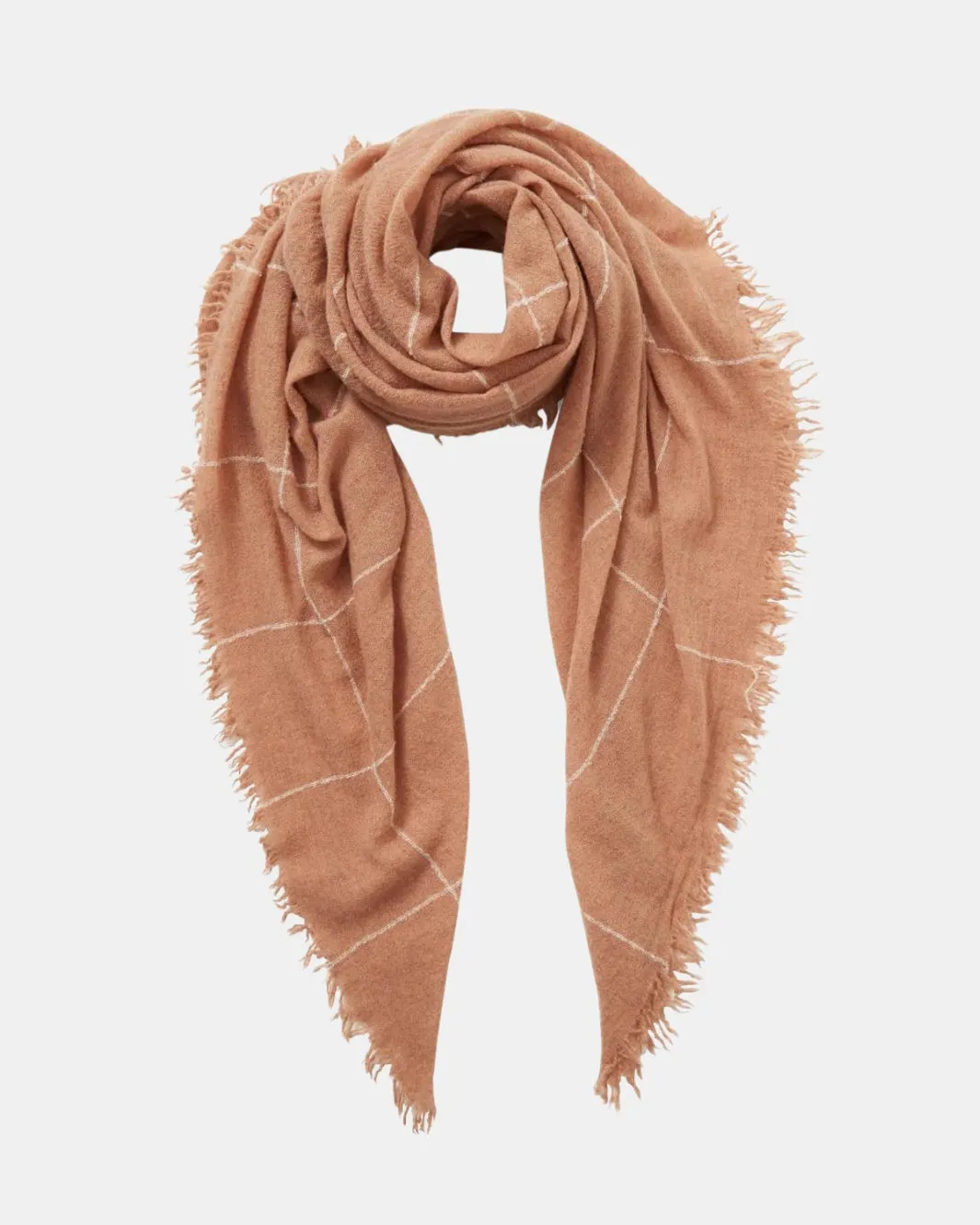 WINDOWPANE CASHMERE SCARF IN EGRET