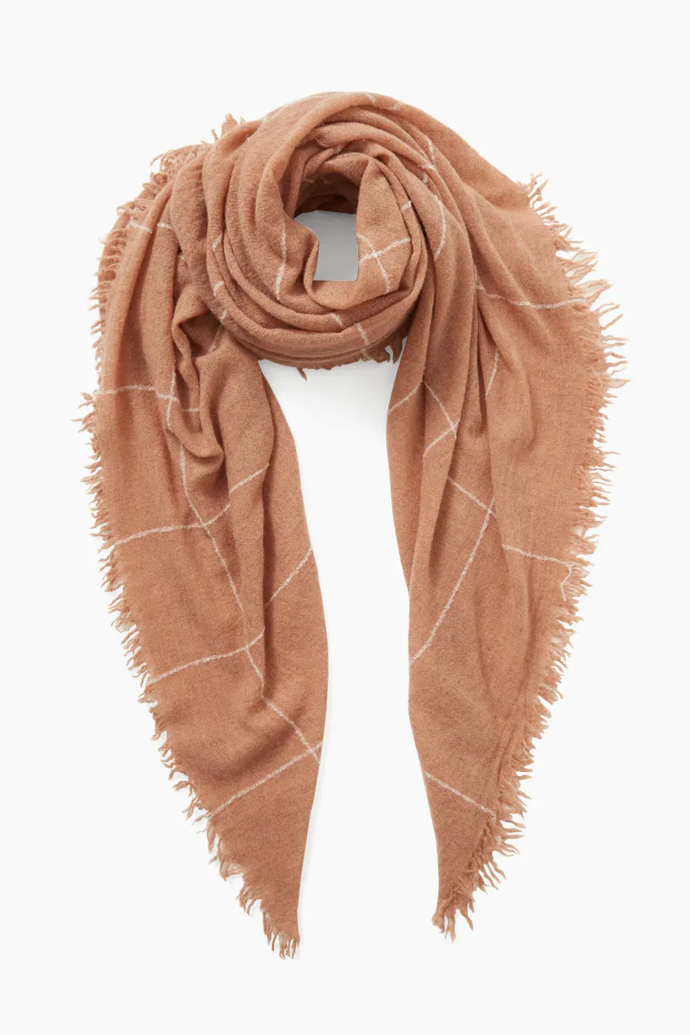 WINDOWPANE CASHMERE SCARF IN EGRET