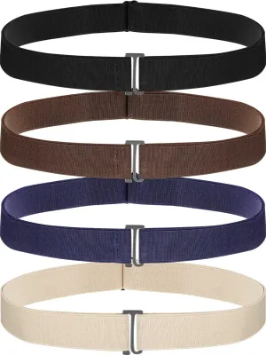Women Elastic Stretch Invisible Belt with Flat Buckle for Jeans Pants Dresses