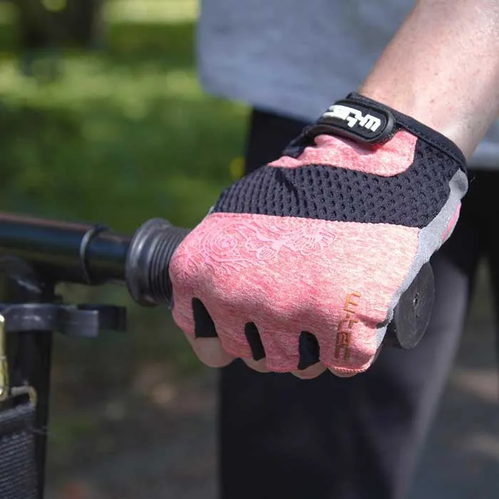 Women's Cycling Gloves Gel-Padded, Size XL - Black Pink