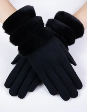 Wool Felted Gloves w Faux Fur