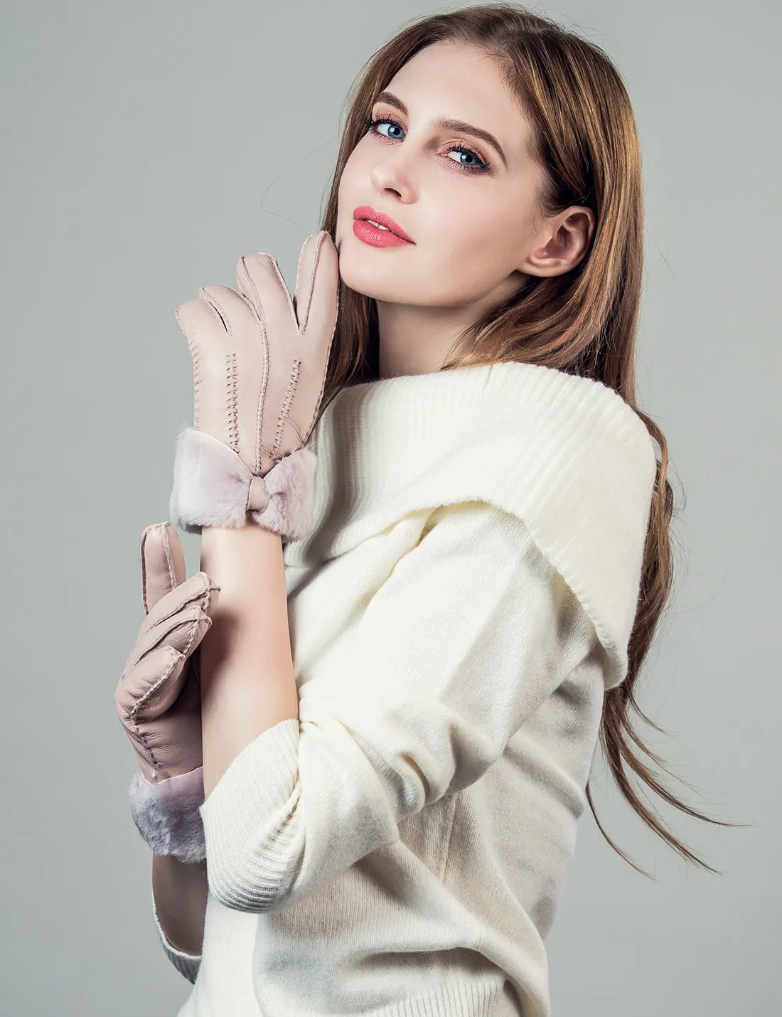 YISEVEN Womens Sheepskin Shearling Leather Gloves