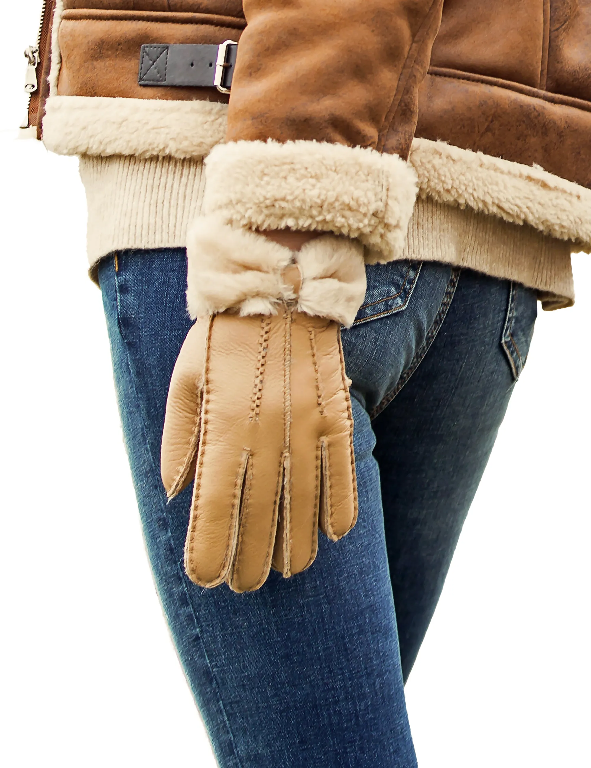 YISEVEN Womens Sheepskin Shearling Leather Gloves