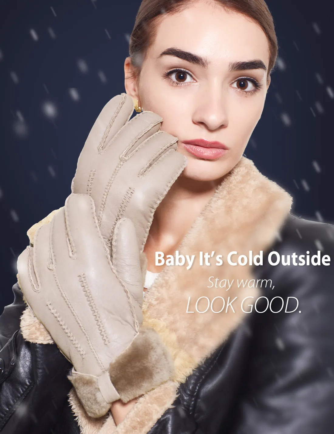 YISEVEN Womens Sheepskin Shearling Leather Gloves